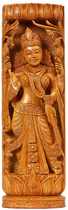 Lakshmi Ganesha Handcrafted Column (Double-Sided Statue)