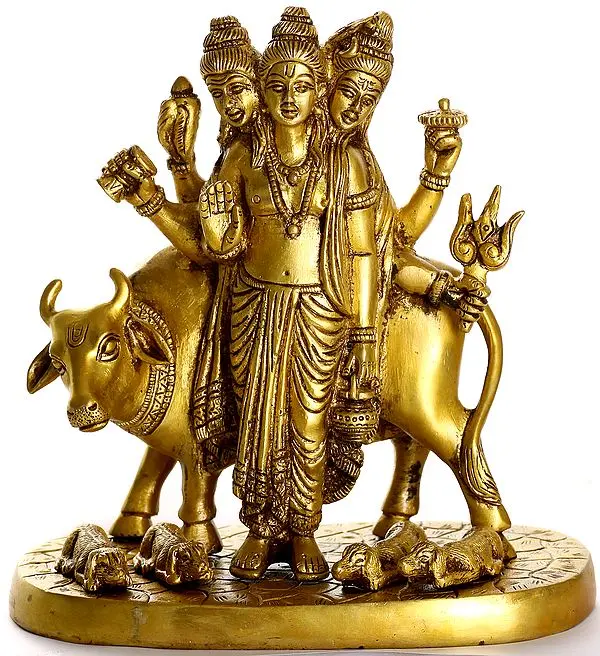 8" The Holy Saint Dattatreya In Brass | Handmade | Made In India