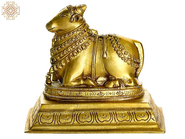 6" Nandi Idol - Vehicle and Gana of Lord Shiva | Handmade Brass Statue | Made in India