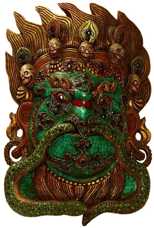 Garuda Wall Hanging Mask Embedded with Gemstones