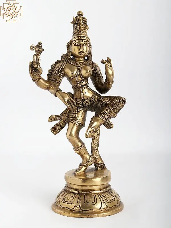 11" Dancing Ardhanarishvara (Shiva Shakti) In Brass | Handmade | Made In India