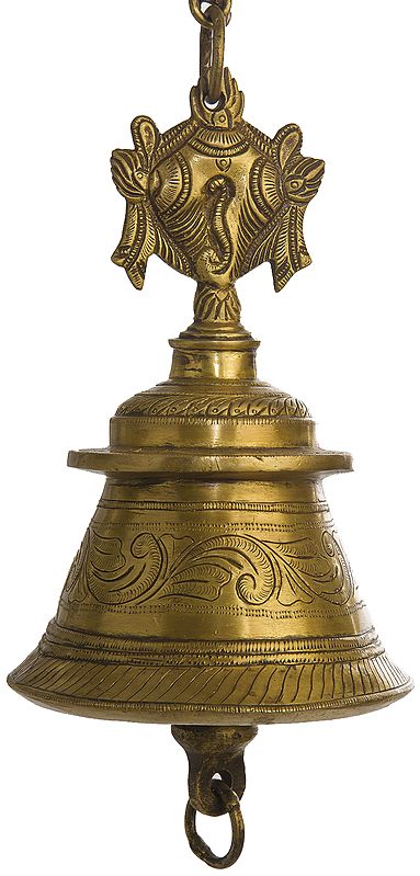 Vaishnava Ceiling Bell with Lord Vishnu's Conch and Chakra