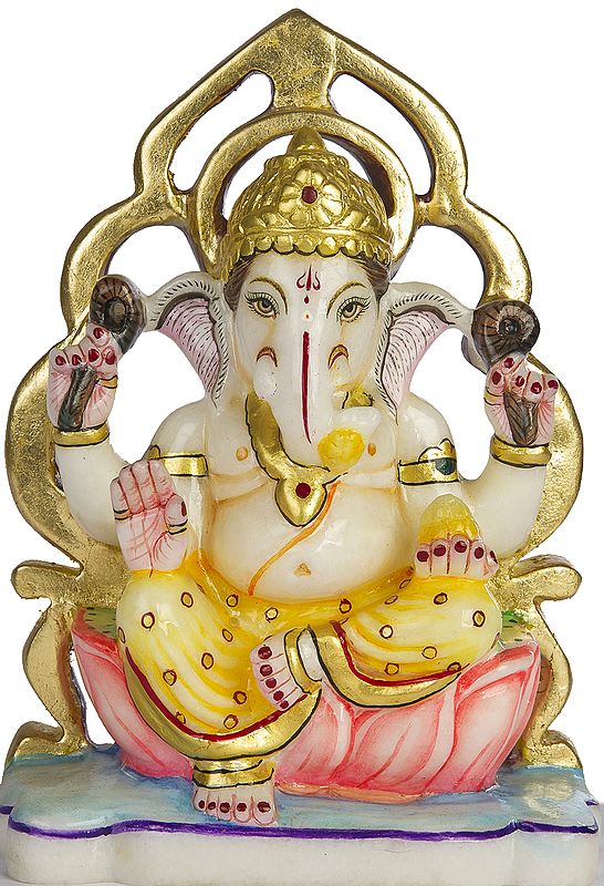 Lord Ganesha Seated in Lalitasana on a Lotus