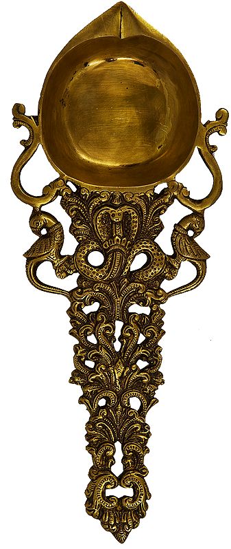 Large Ritual Spoon with Peacock Pair and Serpent