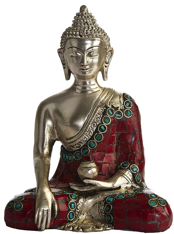 Lord Buddha in Bhumisparsha Mudra (In Silver Hue)