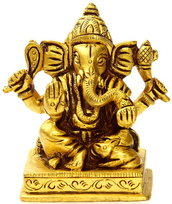 Lord Ganesha Enjoying Modak (Small Statue)