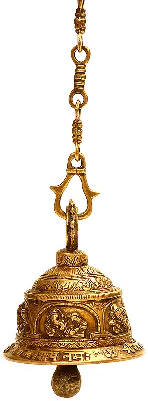 Lord Ganesha Temple Ceiling Bell with Mantra