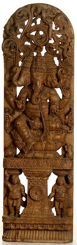 Three-Headed Ganesha Seated in Lalitasana on Lotus