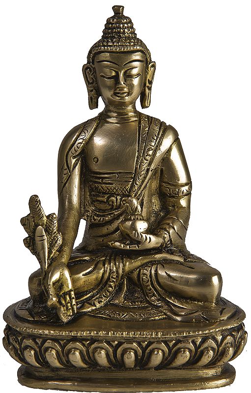 5" Tibetan Buddhist Deity- Bhaishajyaguru (The Medicine Buddha) In Brass | Handmade | Made In India
