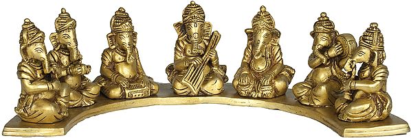 Seven Musical Ganesha in a Concert