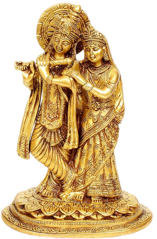 7" Radha Krishna | Religion is Love | Brass | Handmade | Made In India