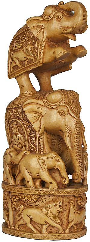 Elephant on Elephant (Handcrafted Statue from Jaipur)