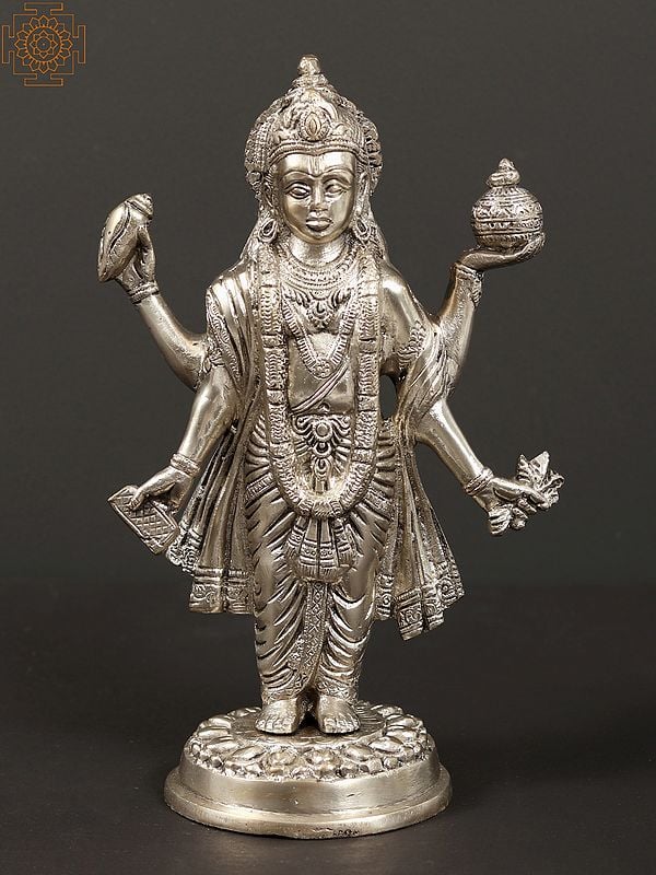 10" Dhanvantari Brass Statue (Holding the Vase of Immortality and Herbs)