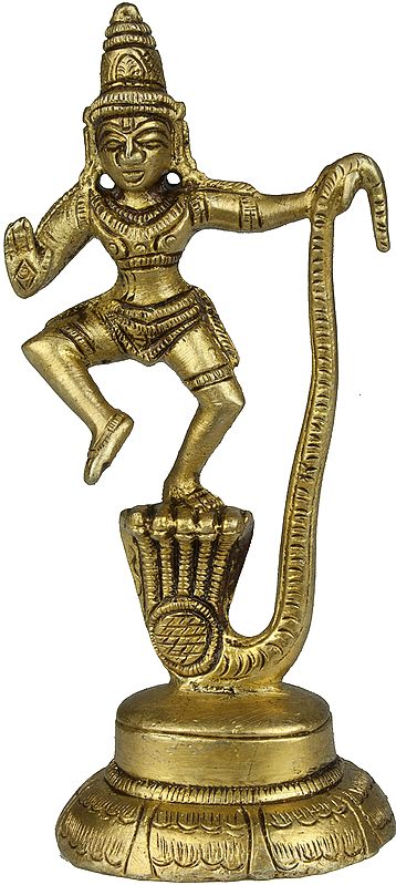 4" Kaliya Vijaya Leela of Shri Krishna | Handmade Brass Idols | Made in India