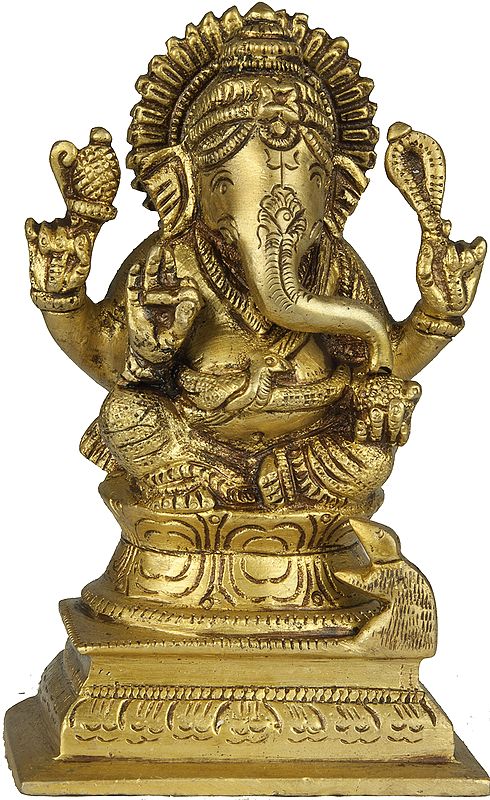 Lord Ganesha Seated on Lotus