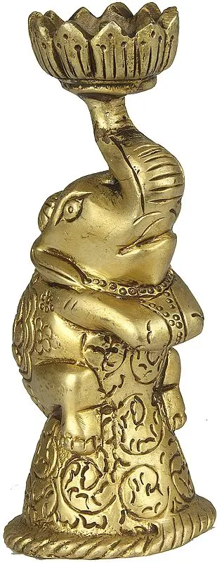 Elephant Candle Stand in Brass
