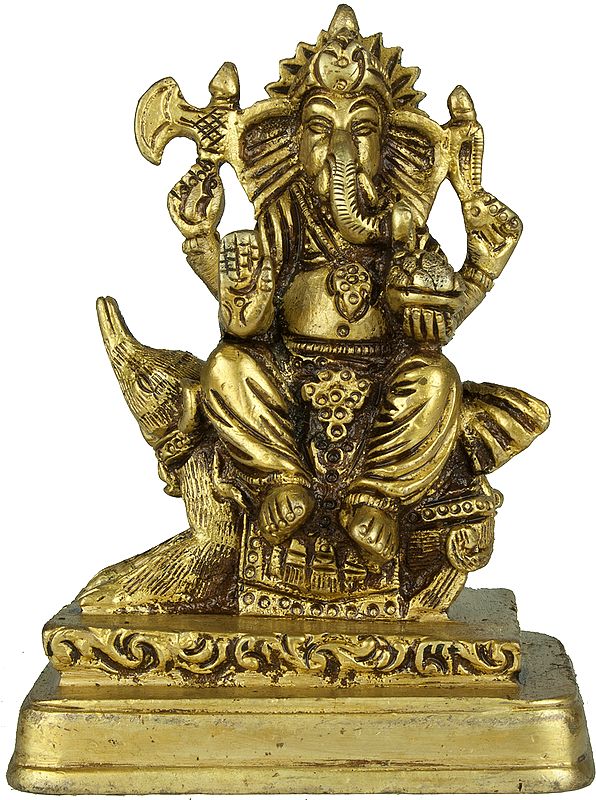 Lord Ganesha Seated on His Mount Rat