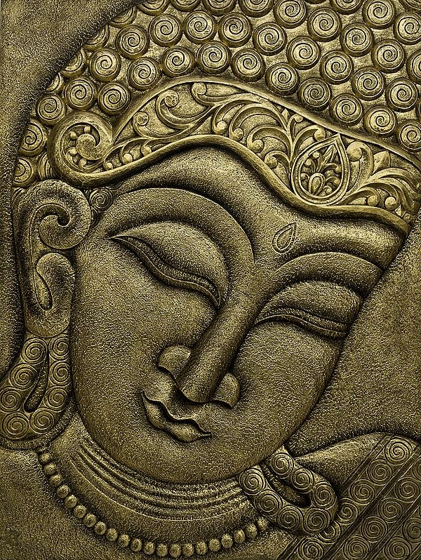 The Buddha Face - Carved in Relief (Wall Hanging)