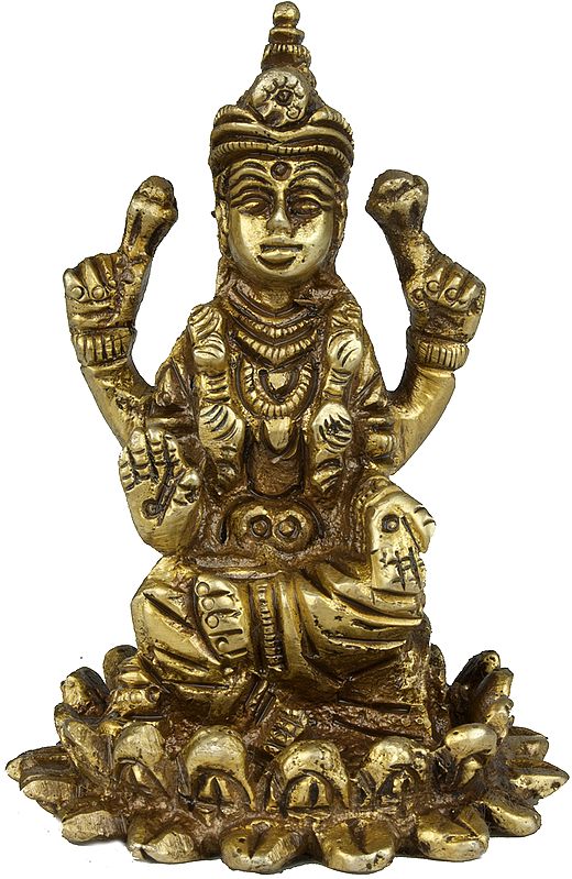 Goddess Lakshmi Seated on Lotus (Small Statue)