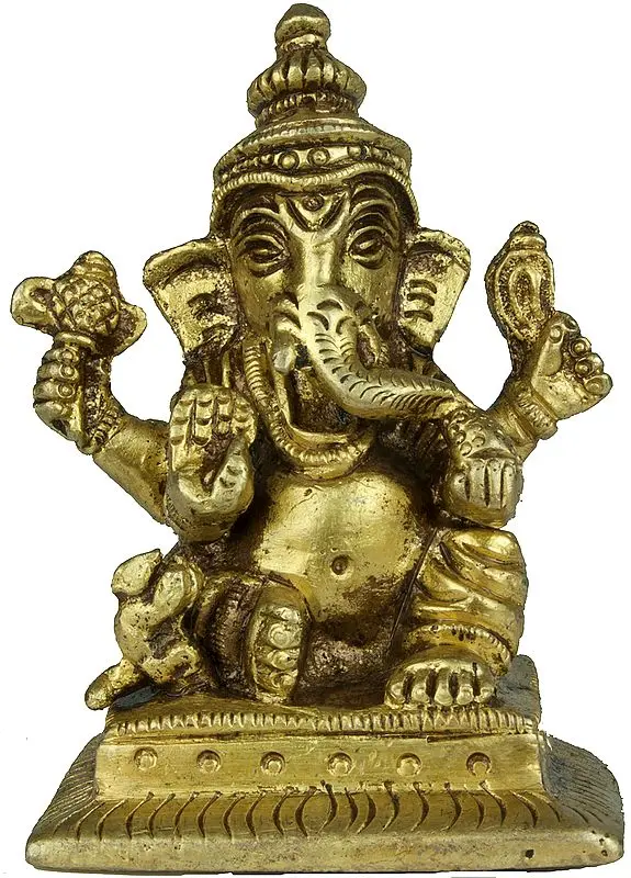 Lord Ganesha Enjoying Modak (Small Statue)