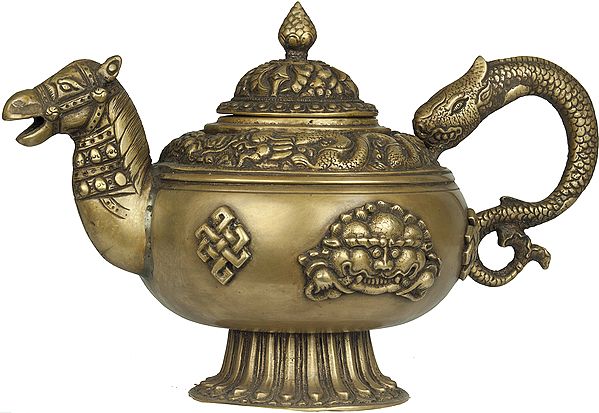 Monastery Ritual Kettle with Horse Mouth and Dragon Handle