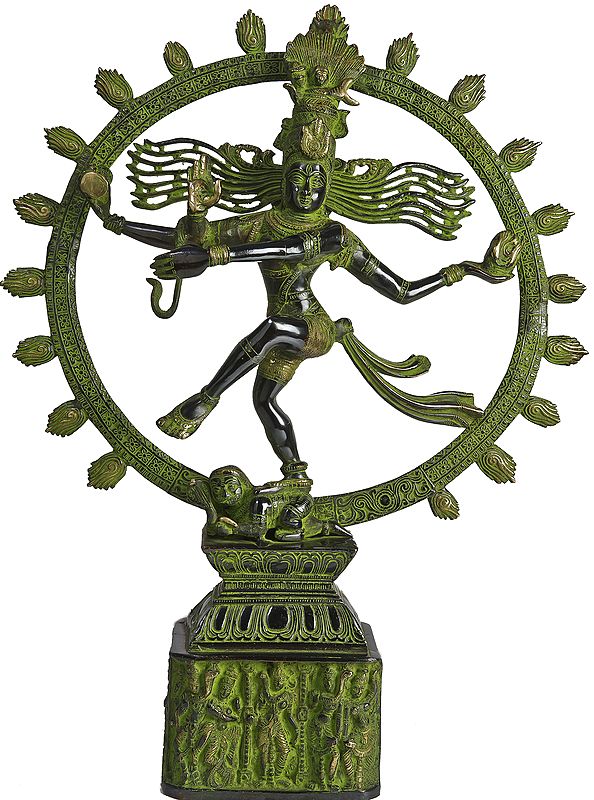 22" Nataraja in Green and Black Hues In Brass | Handmade | Made In India