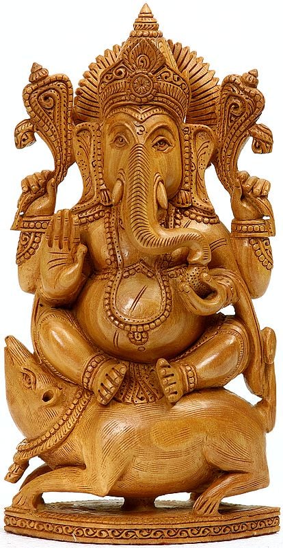 Lord Ganesha Seated on His Rat