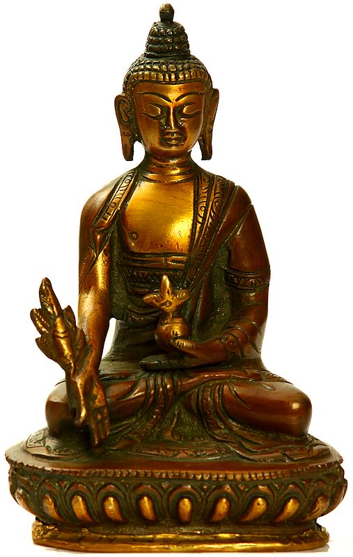 5" Medicine Buddha Statue in Brass | Handmade Tibetan Buddhist Deity Idol | Made in India
