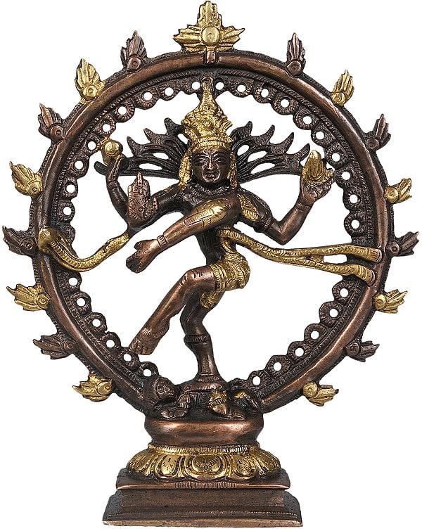 7" Nataraja in Brown and Golden Hues In Brass | Handmade | Made In India