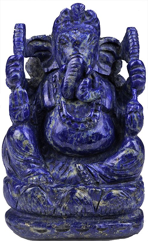 Four-Armed Ganesha (Carved in Lapis Lazuli)