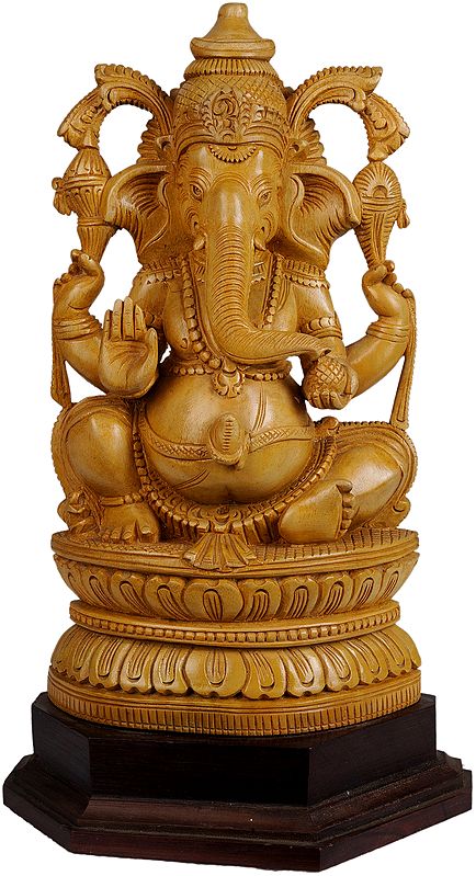 Lord Ganesha Seated on Double Lotus Pedestal