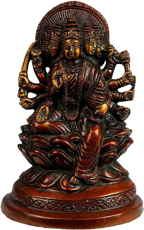 6" Goddess Gayatri Brass Statue | Handmade | Made in India