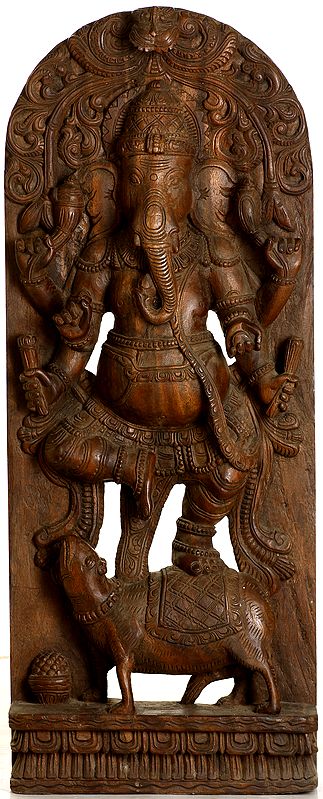 Six-armed Dancing Ganesha with Floral Aureole