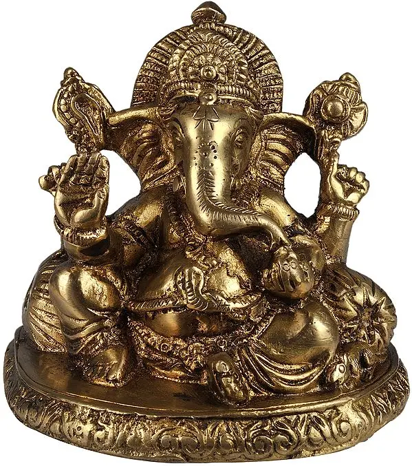 Lord Ganesha Granting Abhaya to Devotees