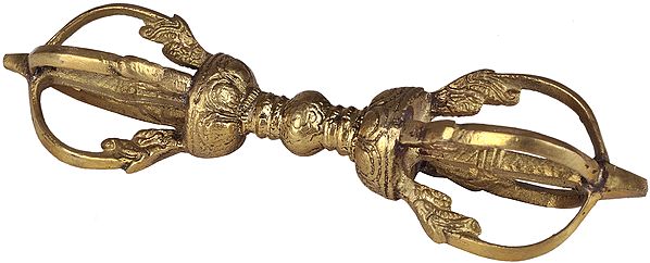6" Tibetan Buddhist Five-Pronged Dorje In Brass | Handmade | Made In India