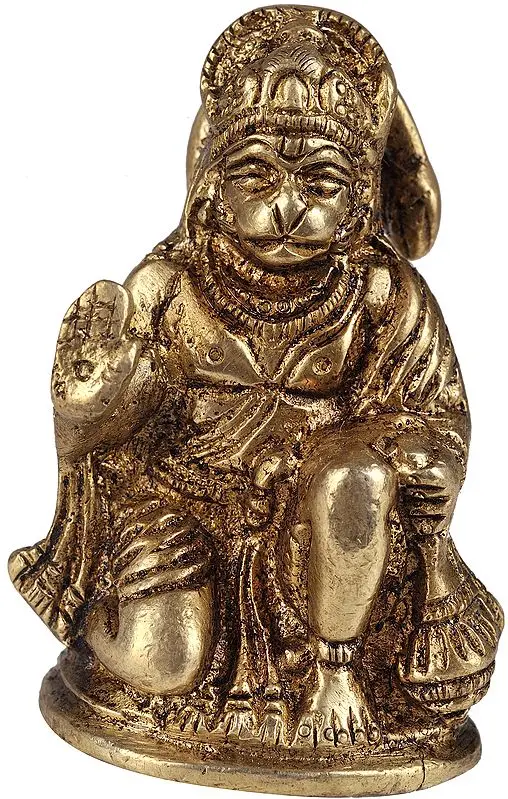 Small 2" Lord Hanuman Granting Abhaya to His Devotees In Brass | Handmade | Made In India