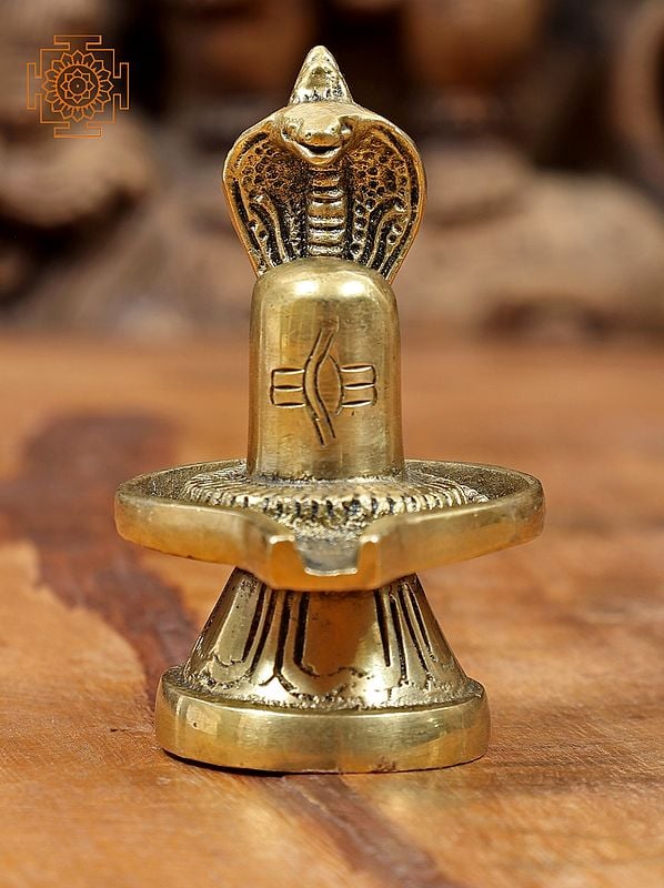3" Shiva Linga with Snake Crowning It in Brass | Handmade | Made in India