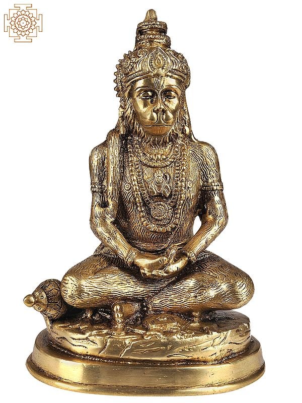 7" Lord Hanuman in Dhyana Mudra In Brass | Handmade | Made In India
