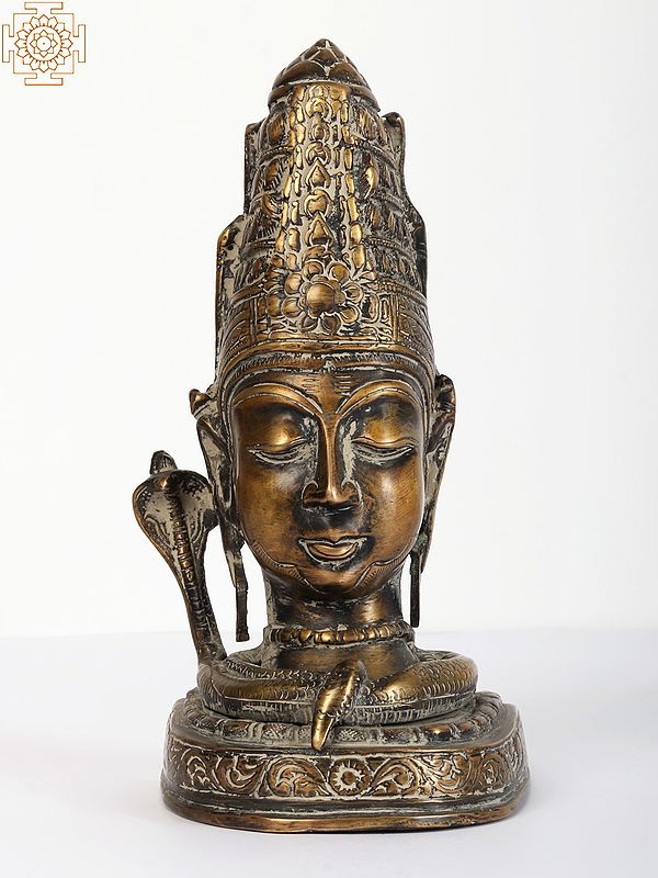 9" Shiva-head Brass Statue | Handmade | Made In India