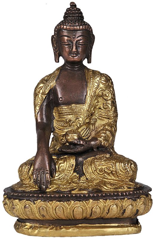 5" Brass Lord Buddha Statue in Bhumisparasha Mudra | Handmade