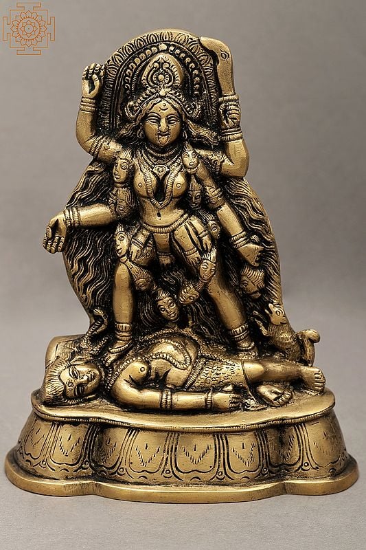 7" Mother Goddess Kali Idol In Brass | Handmade | Made In India