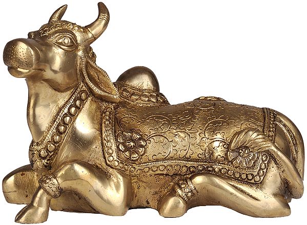 4" Brass Nandi Statue - Embodiment of Strength and Restraint | Handmade