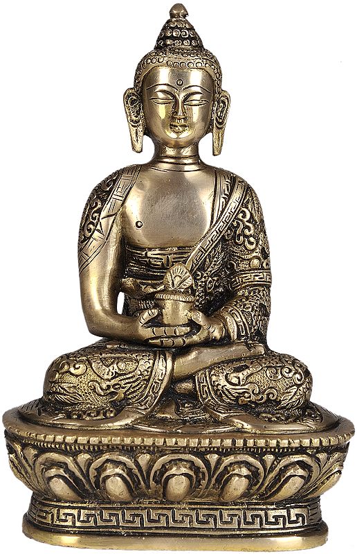 6" Brass Lord Buddha Statue in Dhyana Mudra | Handmade | Made in India