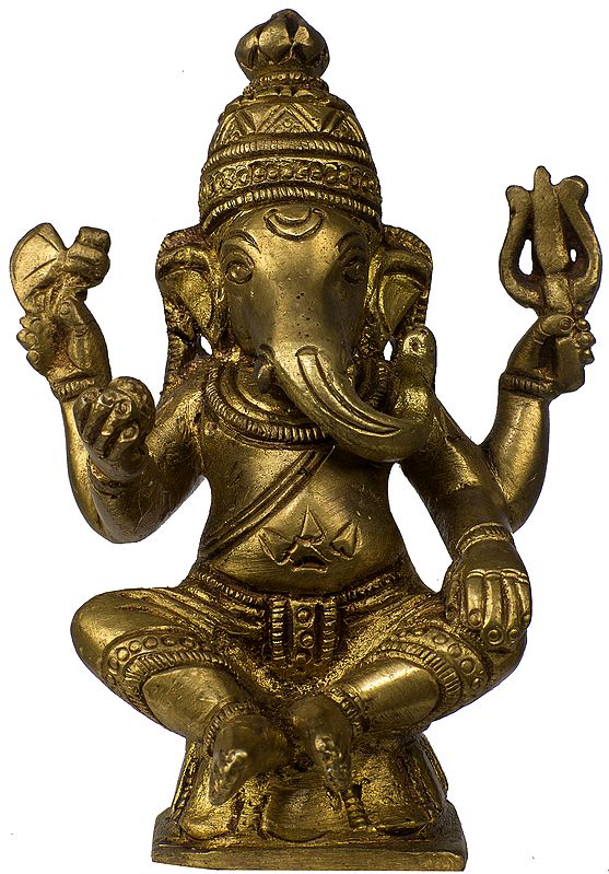 Lord Ganesha with Trident and Axe
