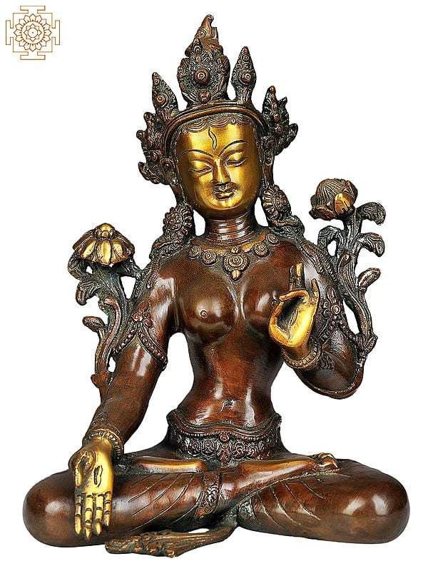 9" Tibetan Buddhist Goddess White Tara In Brass | Handmade | Made In India