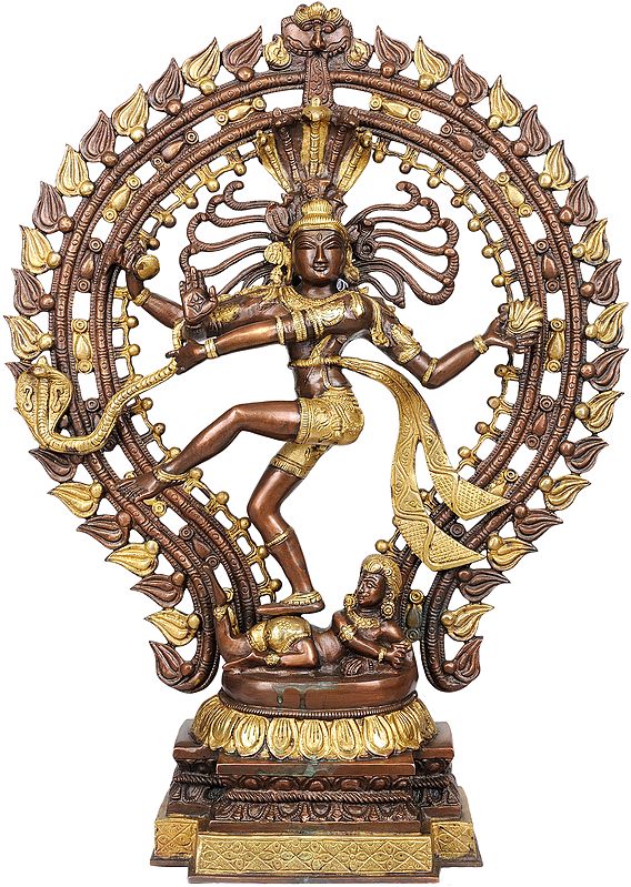 22" Nataraja in Brown and Golden Hues In Brass | Handmade | Made In India