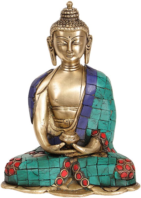 6" Brass Lord Buddha Statue in Dhyana Mudra | Handmade | Made in India