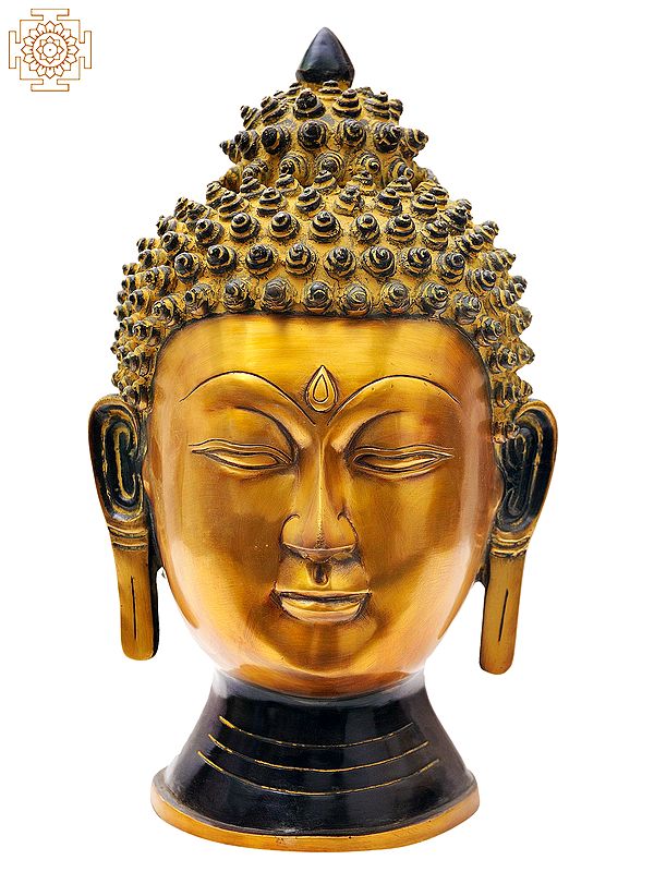 15" Lord Buddha Head In Brass | Handmade | Made In India