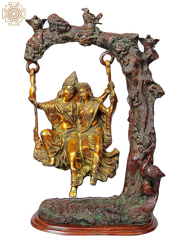 20" Radha and Krishna Swing Together In Brass | Handmade | Made In India