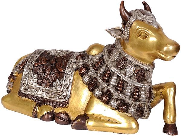 6" Nandi - The Vehicle of Lord Shiva In Brass | Handmade | Made In India